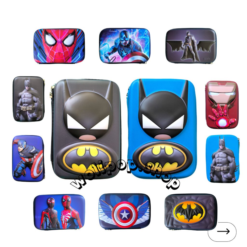 

Kotak Tempat Pensil Timbul 3D Dua Sisi Hardcase Super Hero Import 15*22*6cm