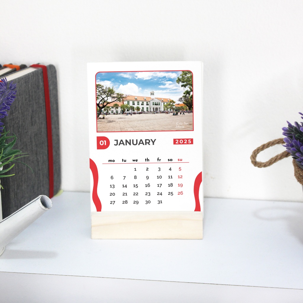 

Kalender 2025 Edisi Kemerdekaan Model Wooden Stand - (Ukuran A6 10,5 x 14,8 cm)- Wooden Stand - Kalender Meja - Kalender Aesthetic