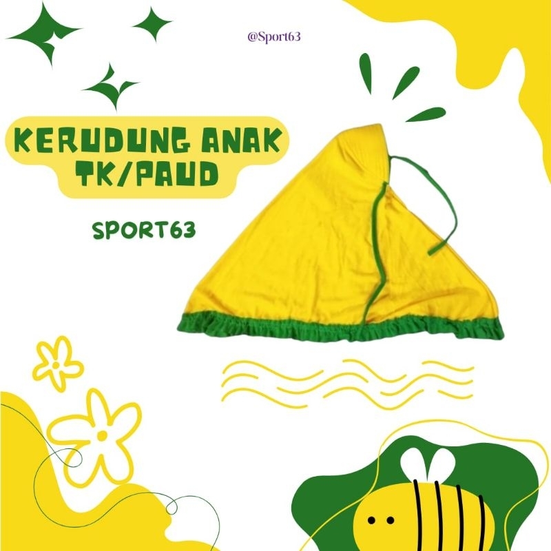 Kerudung anak TK/paud/jilbab anak TK/ kerudung anak TK warna kuning/kerudung anak warna ijo/kerudung