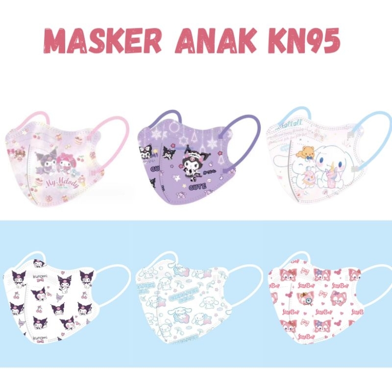 MASKER ANAK SANRIO KN95 KIDS MASK 4D LAYER