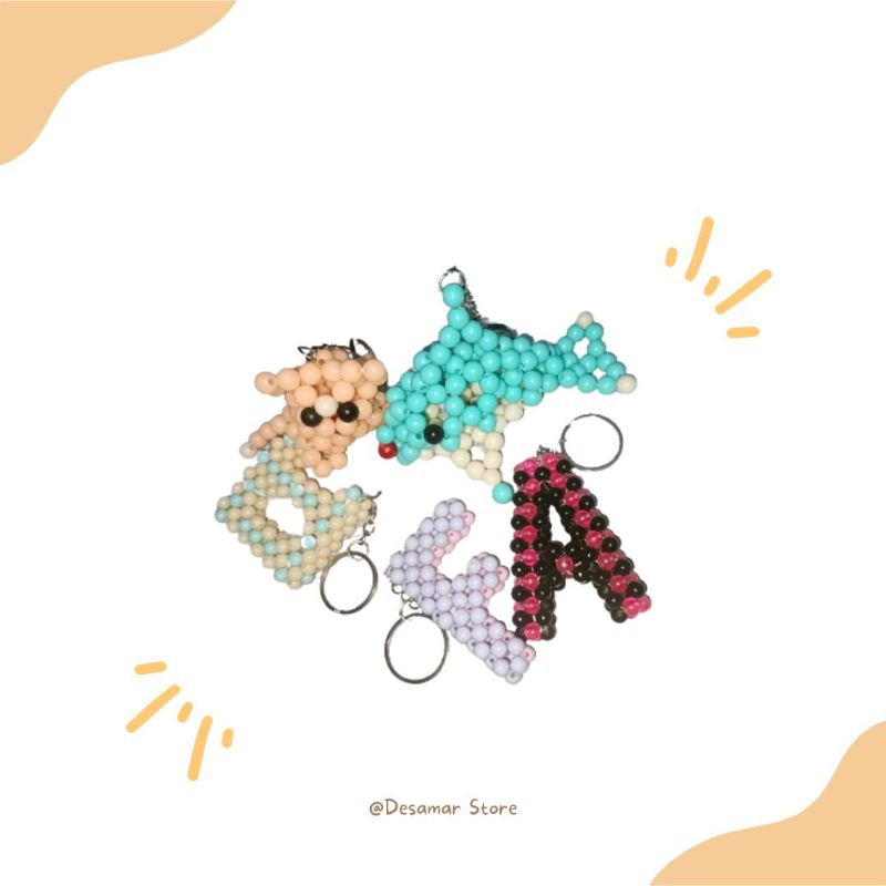 Gantungan Kunci Manik-Manik/Gantungan Kunci Trendy/Gantungan Kunci Model Huruf & Hewan