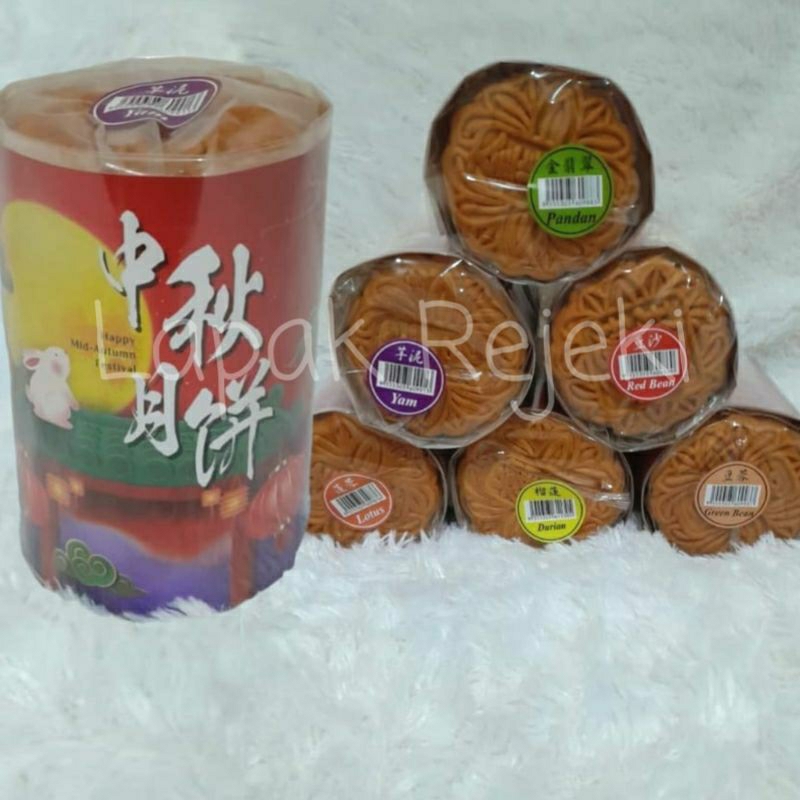 

Kue Bulan Malaysia 6 Rasa / Lotus / Pandan / Durian / Red Bean / Green Bean / Yam