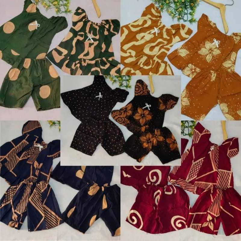 Setelan Anak Batik Ceria 3 bulan sampai 5 Tahun Motif Random DASTER ANAK/SETELAN DASTER ANAK BATIK D