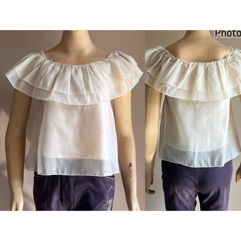 Sabrina top ruffle top atasan korea