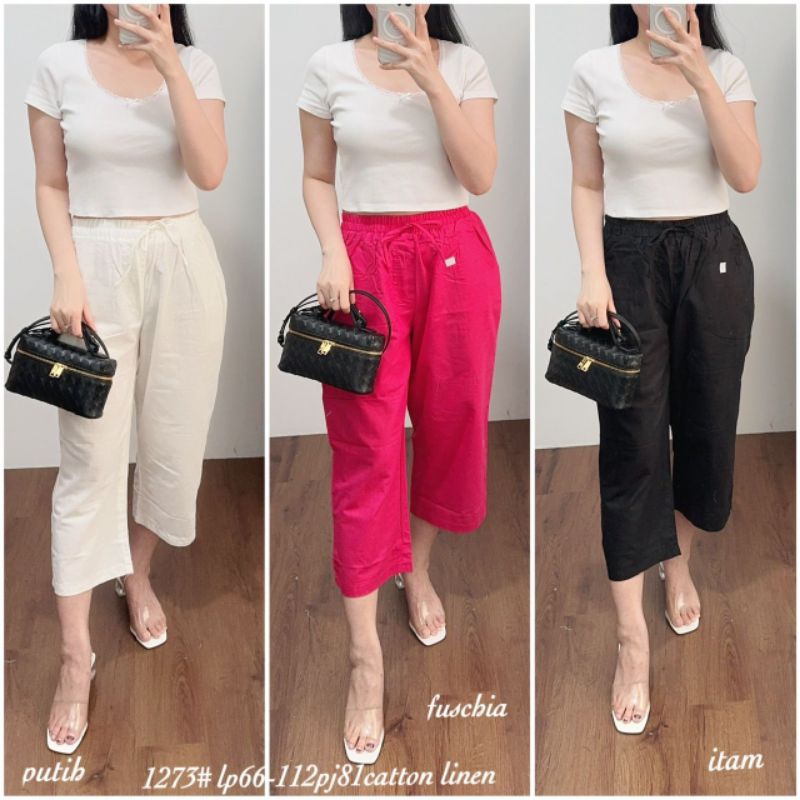 my 91273 celana 7per8 wanita katun linen