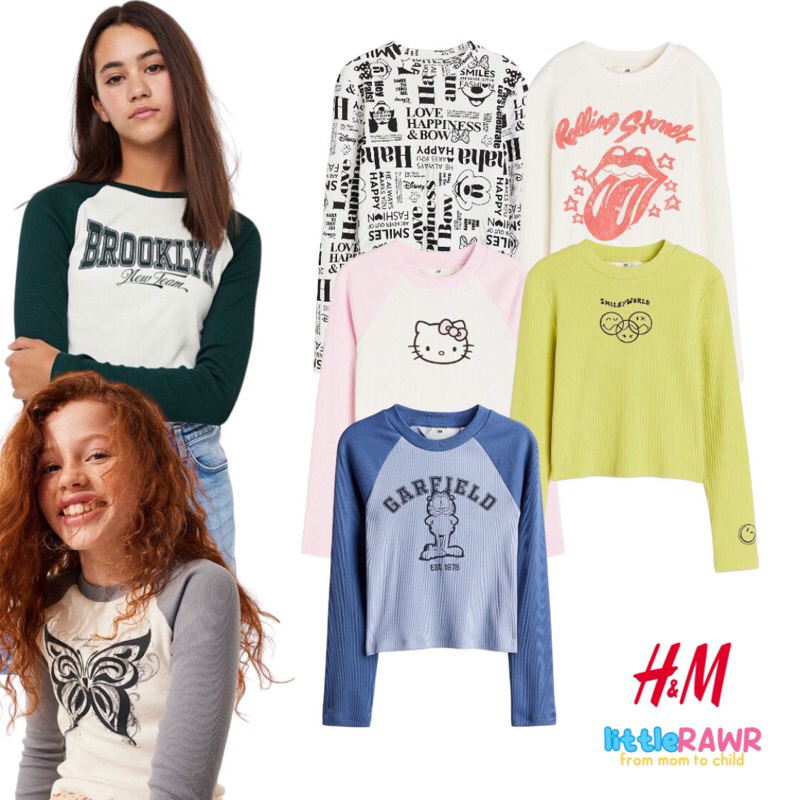 Kaos Rib Lengan Panjang Anak Perempuan Hm (Modelnya agak croptop)