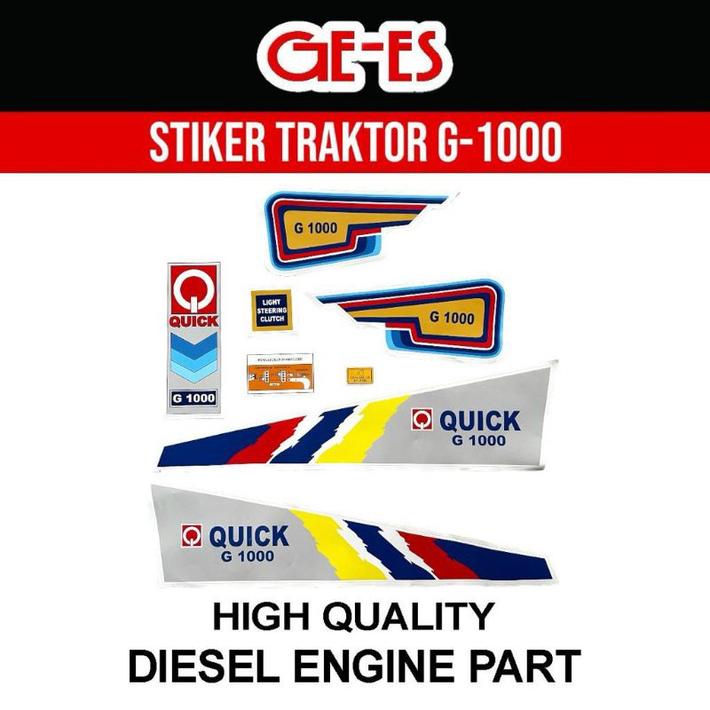 Stiker Traktor G1000 Full Set / Sticker G-1000 Traktor Kubota Quick Full Set