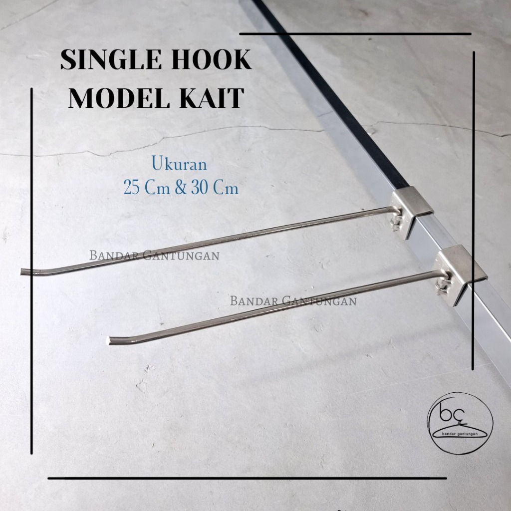 Single Hook Cantolan Pipa Kotak Shook Kaitan Besi Panjang Pajangan Display Singgle Hook Besi Kotak  
