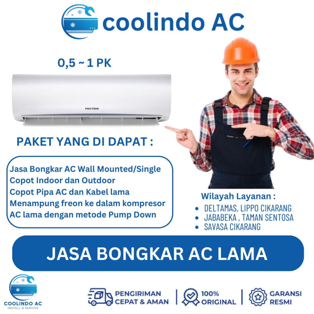 Jasa Bongkar AC Lama 0,5 ~ 1 PK Wilayah Bekasi