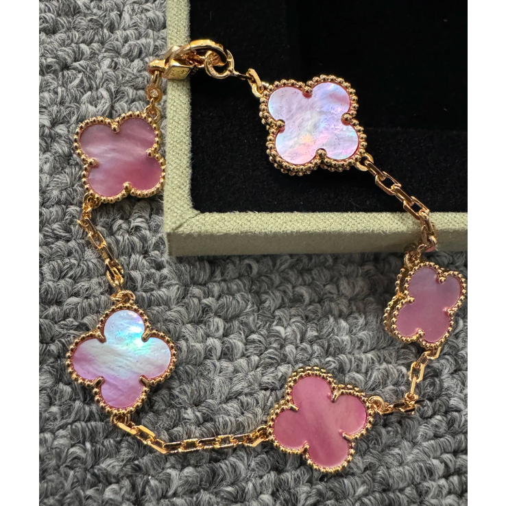 Emas 5 bunga 3.11gram  Four-leaf Gelang  emas 750 cantik simple rose gold, white gold & gold