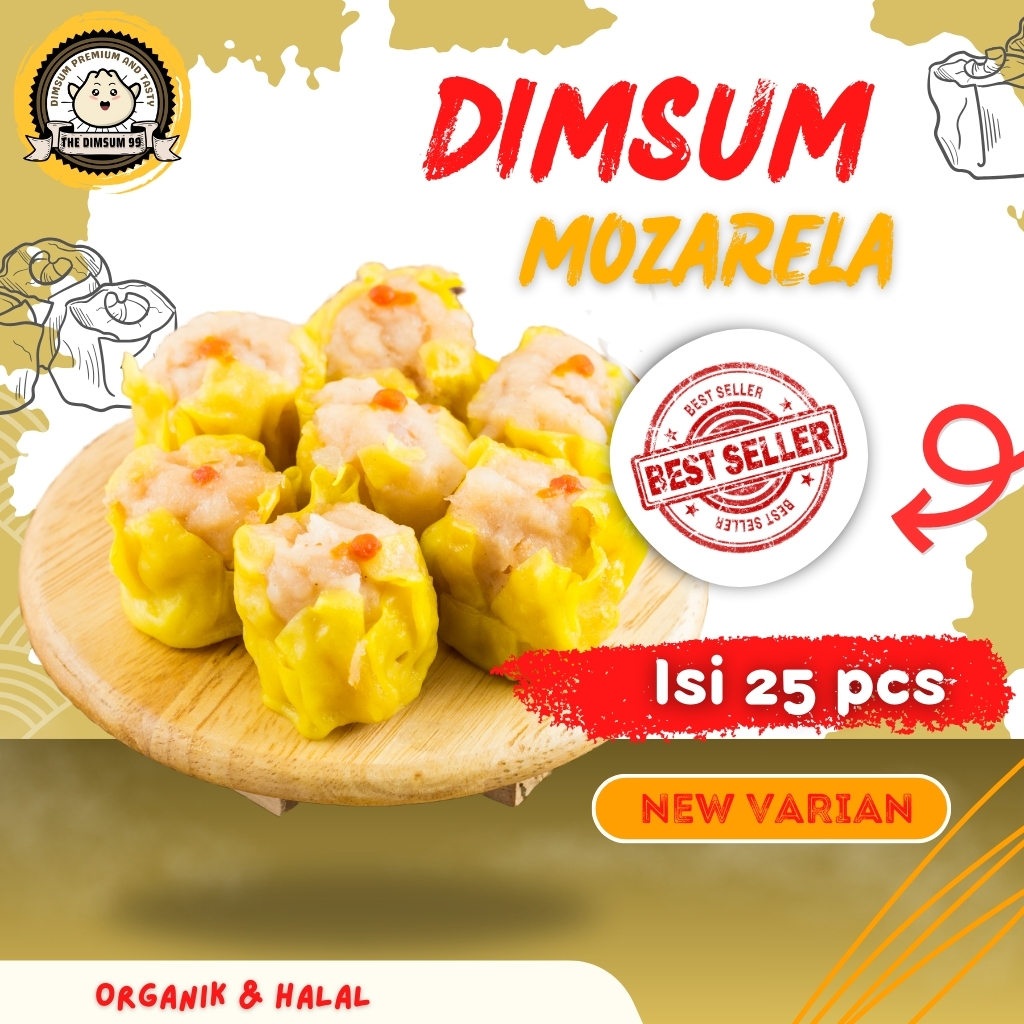 

Dimsum Ayam Mozzarella Frozen Kualitas Premium & HALAL isi 25 pcs FREE Saus Merah & Lada Hitam