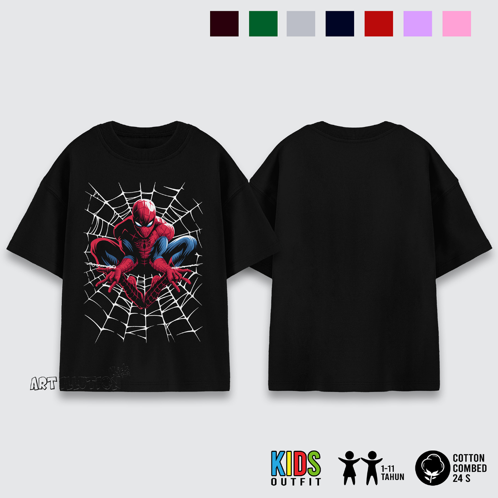 Tshirt Anak SPIDERMAN Kaos Marvel film kaos Distro Baju Anak Logo Spidermen Cotton Combed 24s