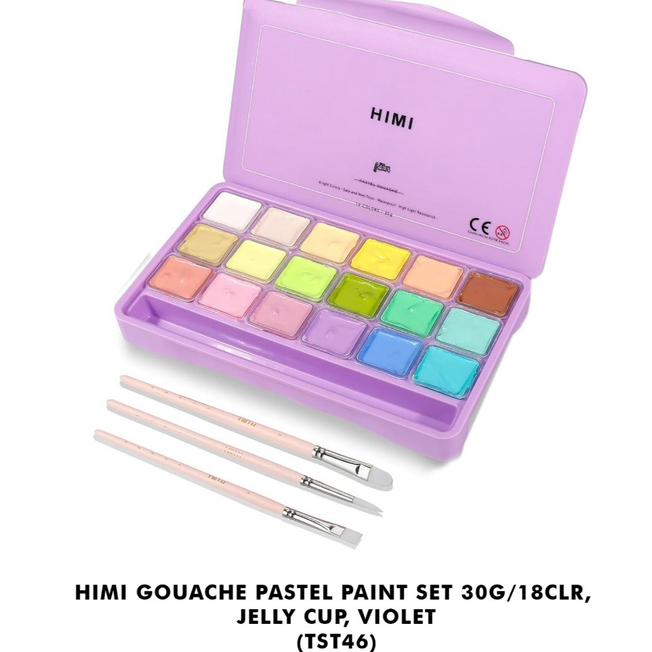 

MIYA HIMI Gouache PASTEL Paint Set 30 G Isi 18 Warna - Cat Lukis Set 30 gr x 18 Colors Warna Anak
