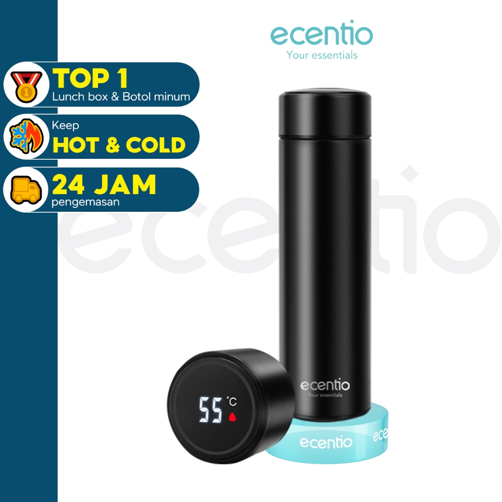 Ecentio Termos Air Panas 304 stainless Vacuum Flask Botol 500ml Led Display /Tumbler cerdas LED suhu