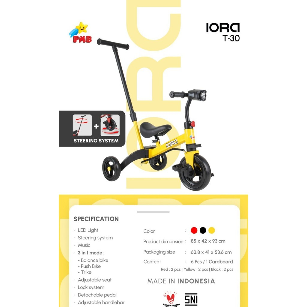 SEPEDA ANAK RODA 3 PMB IORA T-30