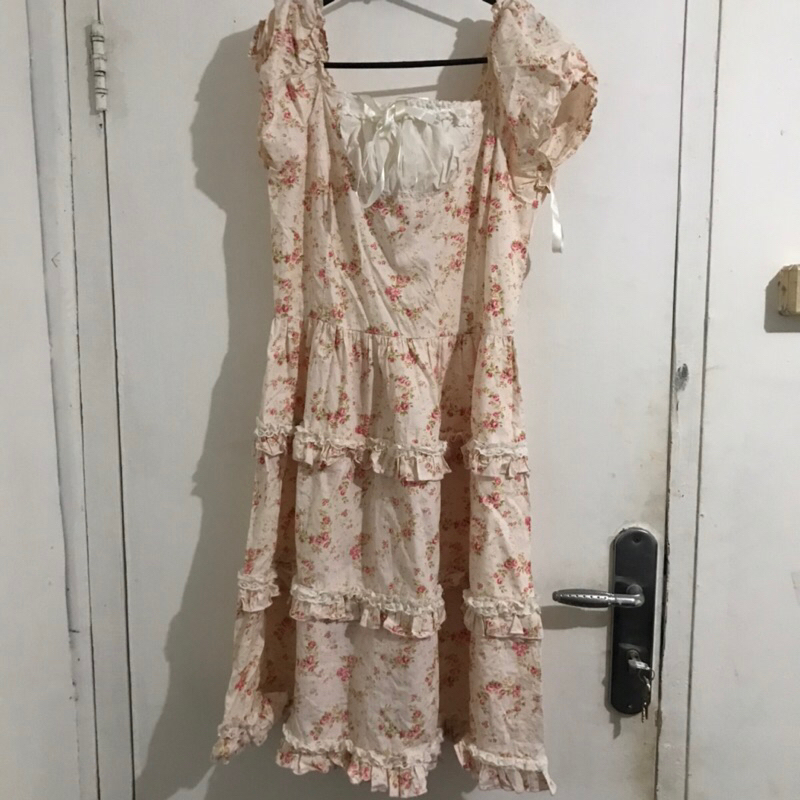 Preloved coquette pink crop top, dress, cardigan, ribbon bow flower korean outfit hnm, et cetera