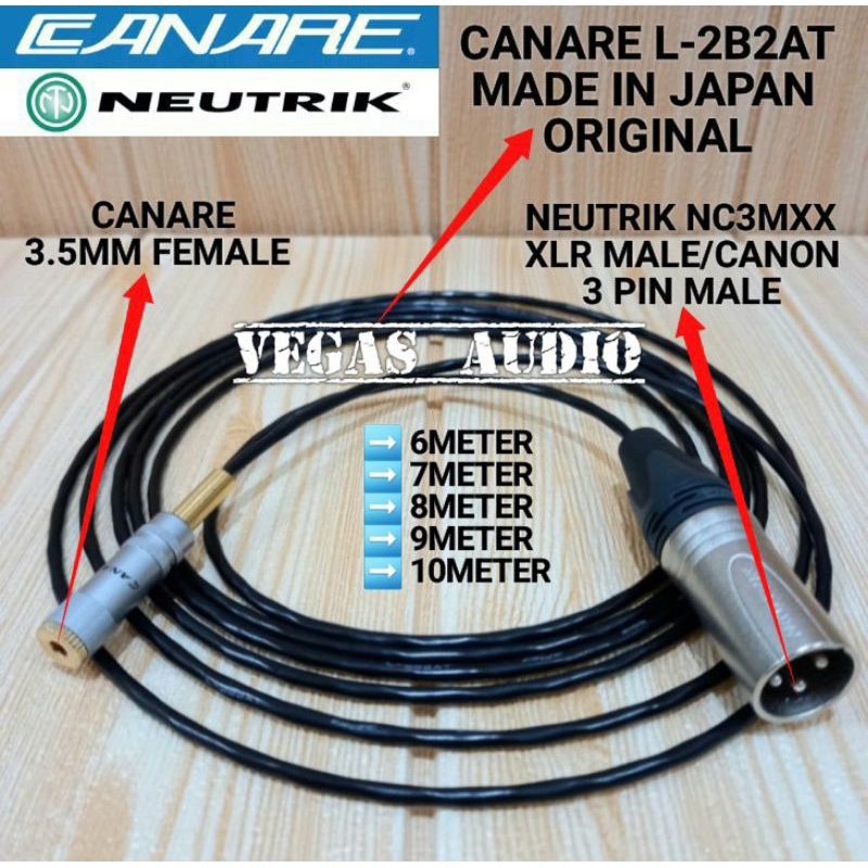 KABEL CANARE KECIL ORIGINAL JACK NEUTRIK XLR MALE TO 3.5MM FEMALE 6M-10M