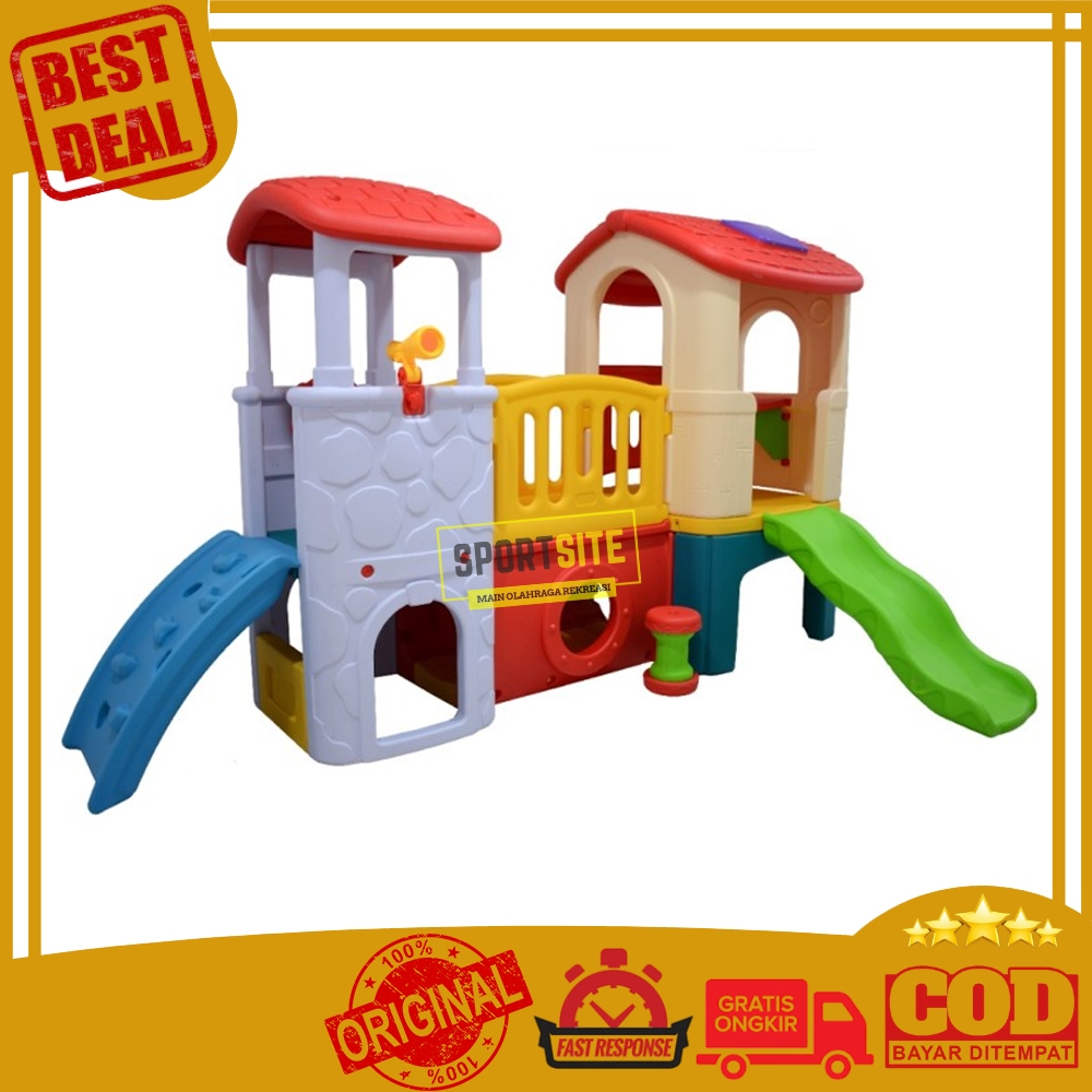 Labeille Junior 4 in 1 Club House Playhouse Slide Climb Tunnel Mainan Rumah Terowongan Perosotoan An
