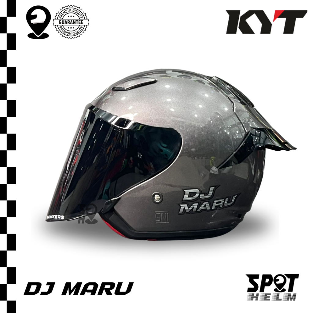 HELM KYT DJ MARU SOLID GUNMETAL | KYT HALF FACE DJ MARU ABU ABU | KYT DJ MARU PAKET GANTENG