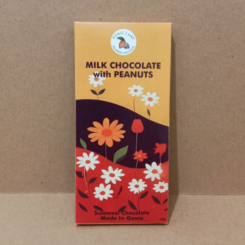 

Cokelat Batang - Bean to Bar - Koko Luay Sulawesi Chocolate - Milk Chocolate with Peanuts/Cokelat Susu dengan Kacang Tanah