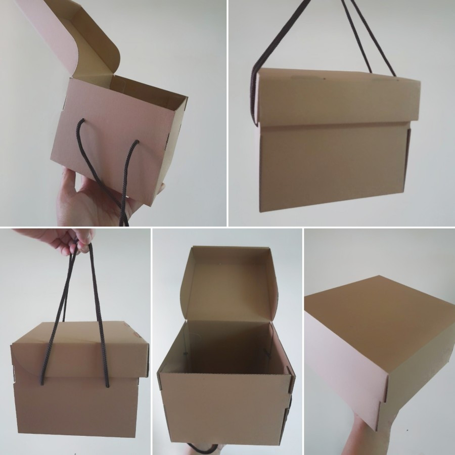 

(5 pcs) kardus kue brownies dus kotak kue bolu corrugated coklat polos ukuran 15x15x12cm packaging