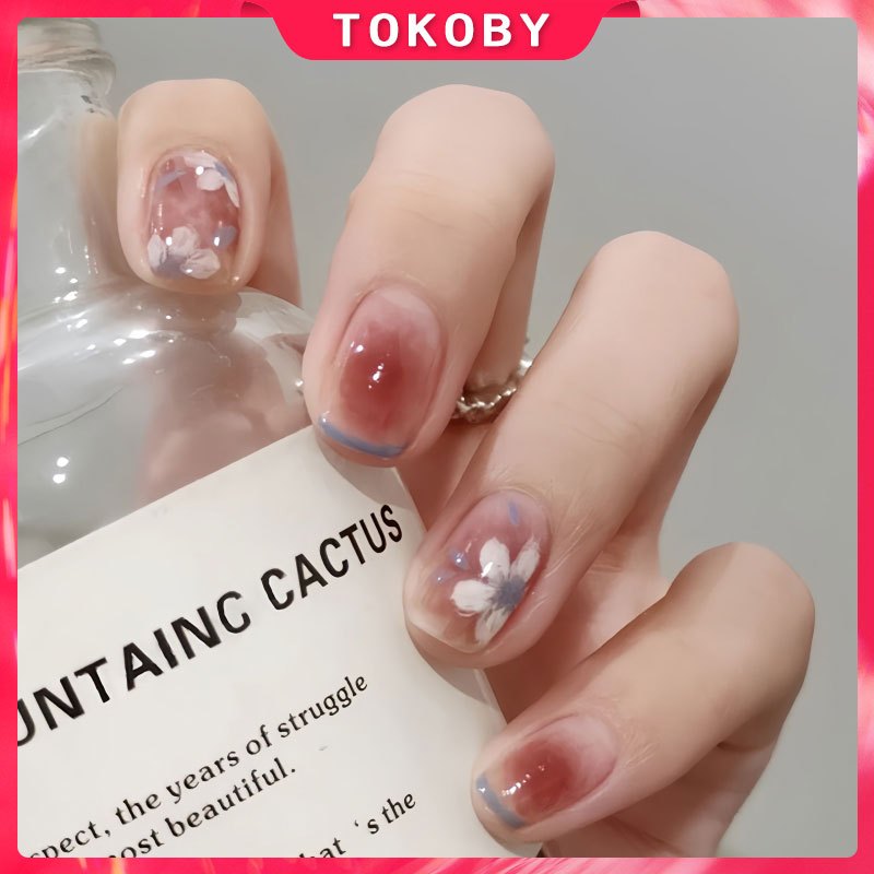 Fake Nails Tahan Air 1 Set Kotak Free Lem motif bunga antik