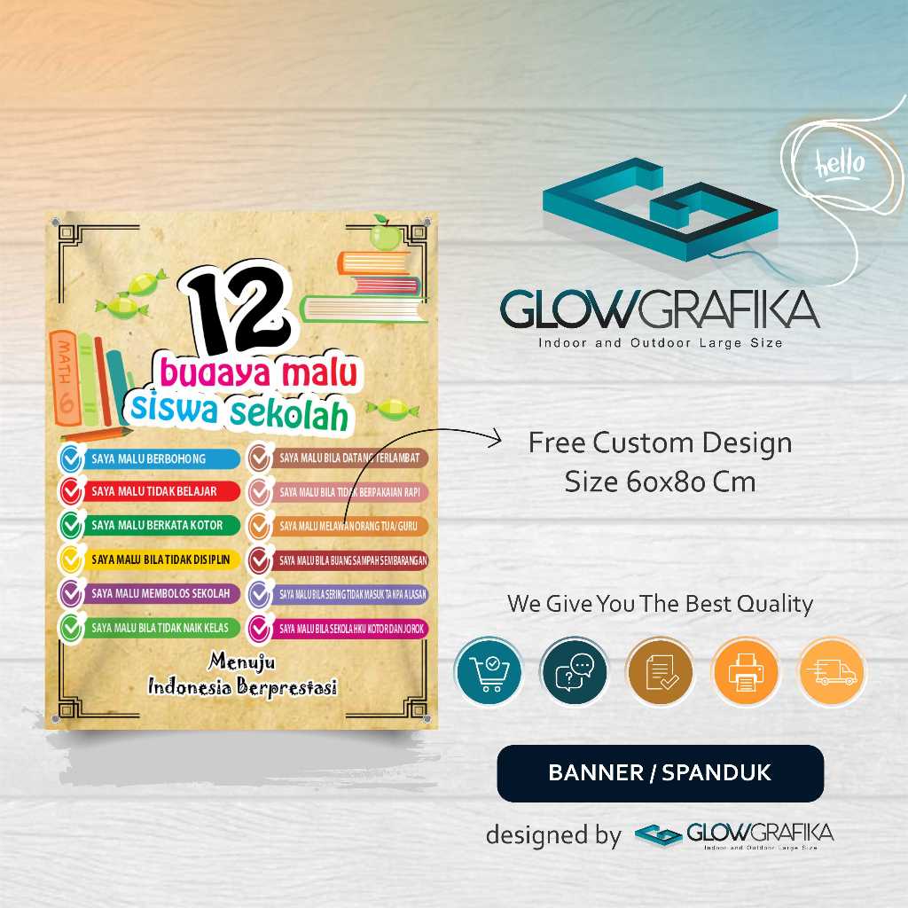 Cetak Spanduk 12 Budaya Malu Siswa Sekolah