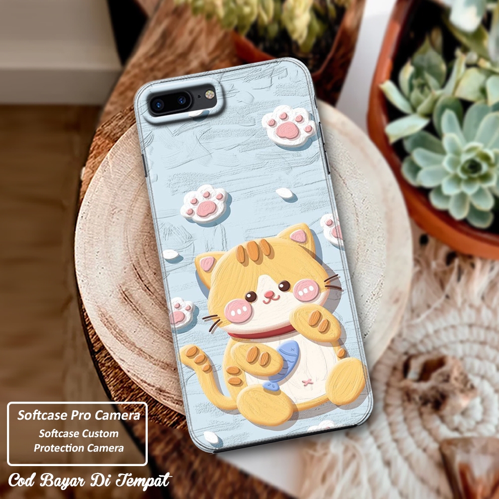 Softcase Pro Camera Case Hp IPHONE 7 PLUS Fashion Softcase Case Meow Kelinci Cat Cartoon Terbaru  - 