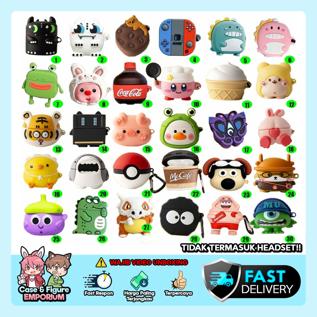 Case WM02 Baseus Encok Earphone Silikon Karakter Kartun 3D 58 Jenis