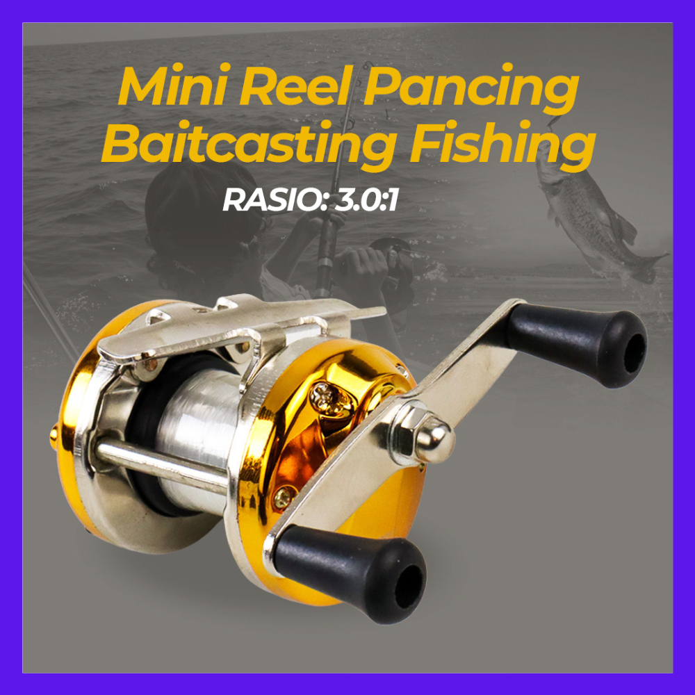 MINI Reel Pancing Mini Baitcasting Fishing 3.0:1 Tarikan Ikan Kuat Alat Penggulung Riil Gulungan