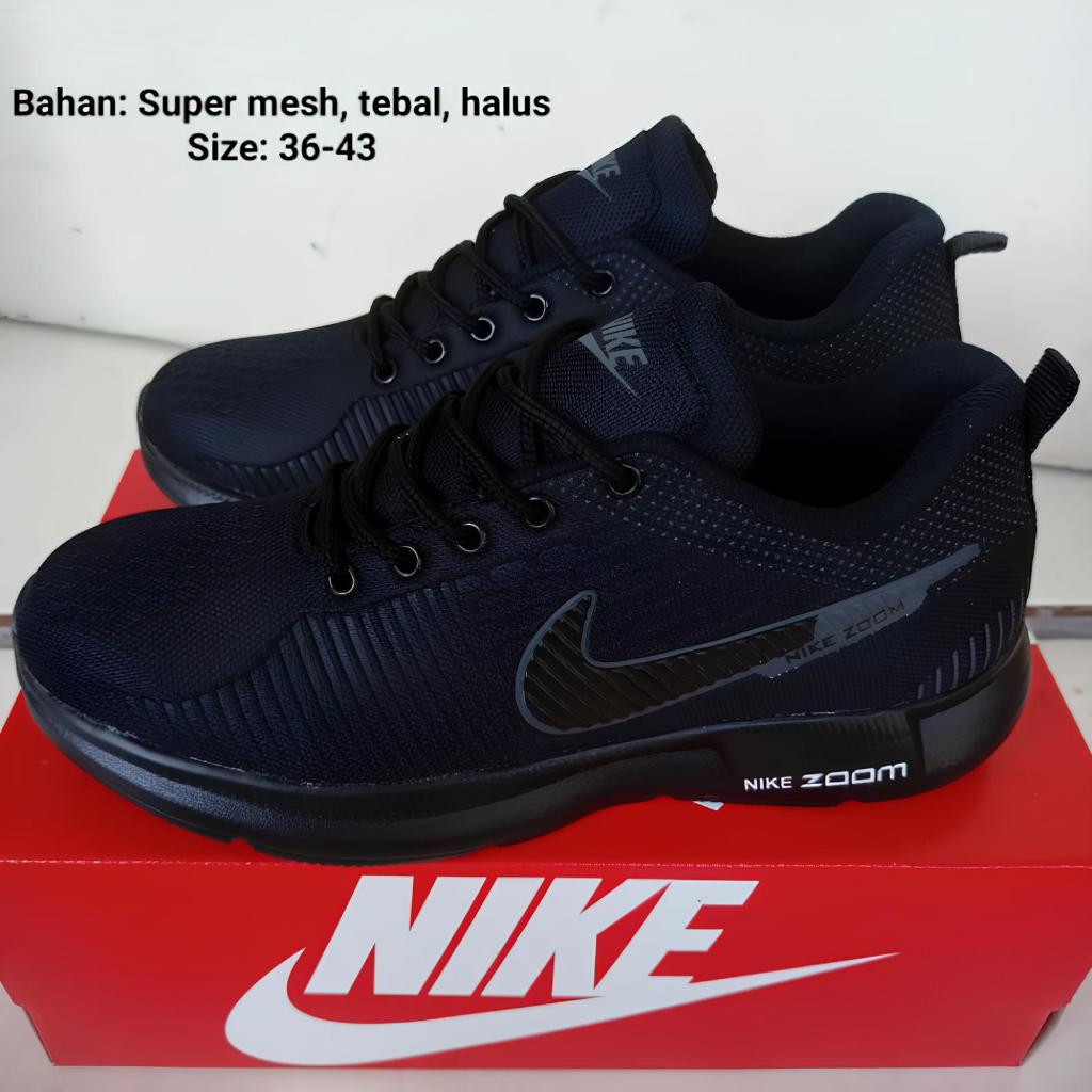 Sepatu Running Pria Murah Sneakers NEW HITAM POLOS trend Stelan Fitnes Cowok Gym Lari