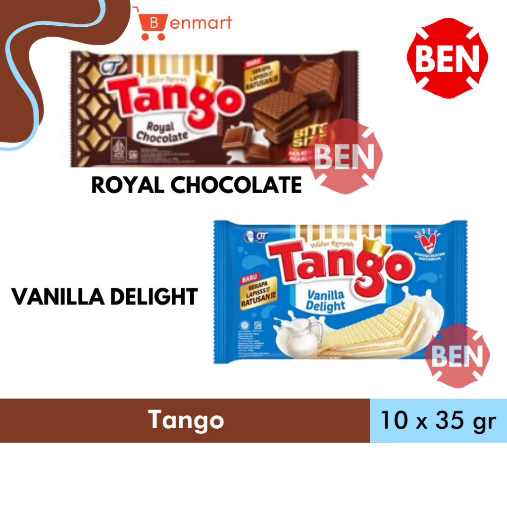 

Wafer Tango VANILLA / CHOCOLATE 1 Pak 10 Pcs 35g 35gr 35g gr gram Susu Vanila Delight Royal Coklat Cokelat 2000 Kecil Kotak