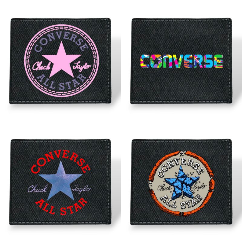Dompet Kanvas Converse Distro Keren / Dompet Lipat Resleting Logo Distro Converse Bahan 100% Kanvas 