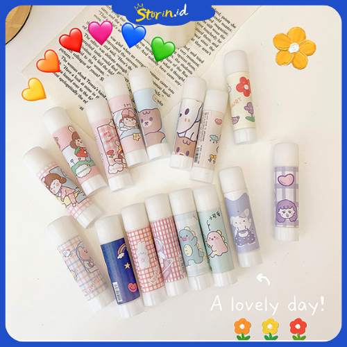 

STORIN - Lem Perekat Kertas Glue Stick Lem Stik Batang Putar Sekolah Kantor Motif Korea Lucu