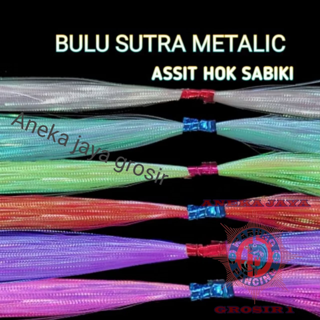 Bulu sutra metalic assits hook anti kusut bulu sutra kilap bulu pancing bulu umpan pancing