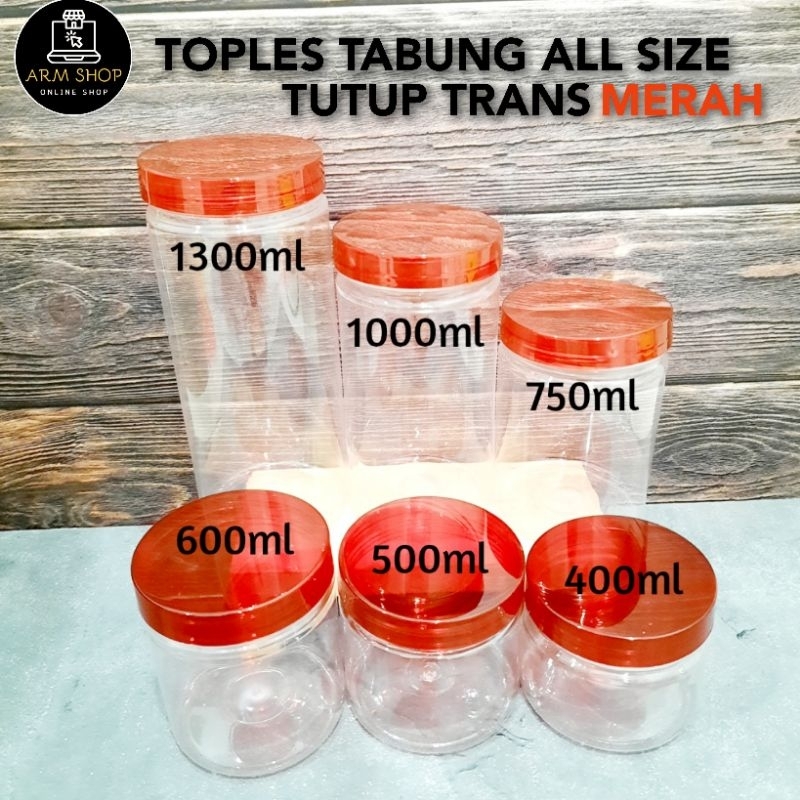 TOPLES TABUNG TUTUP TRANSPARAN MERAH / TOPLES PLASTIK / TOPLES TABUNG TUTUP BENING