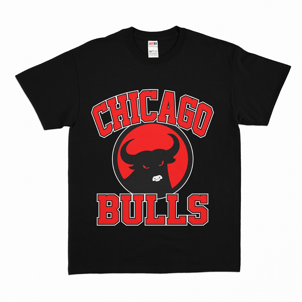 T-shirt Chicago Bulls - Red bulls hitam oversize Baju kaos PDI