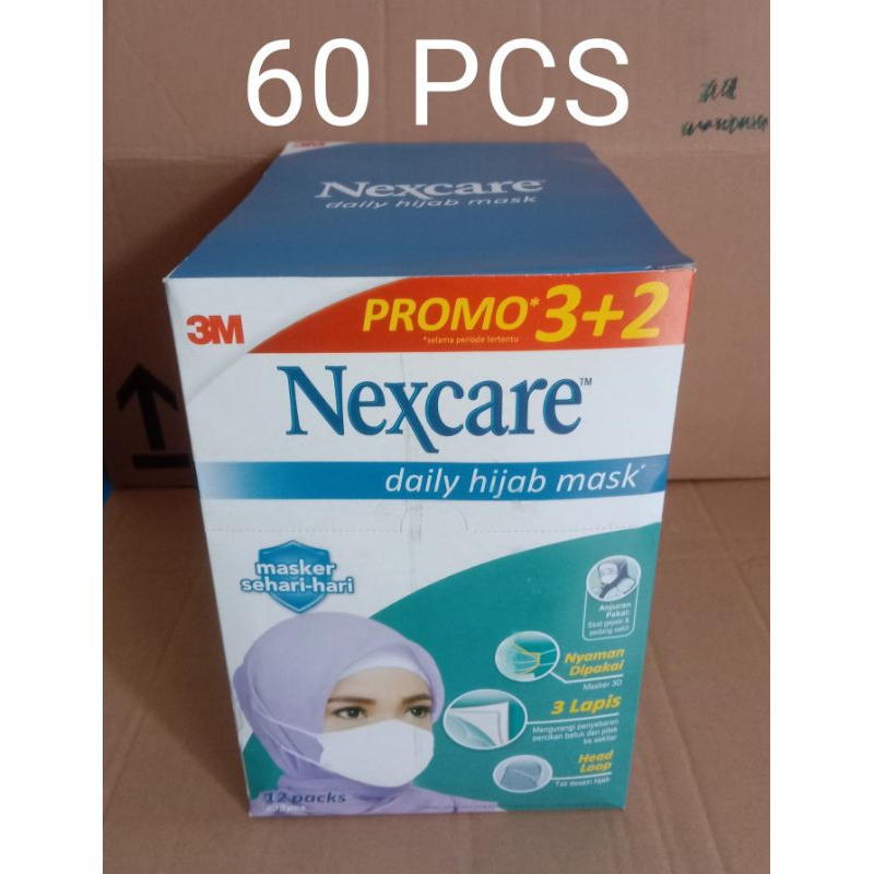 Masker Nexcare Daily Hijab Putih Headloop Carbon Earloop Hijab Rejuvenate Model KF94