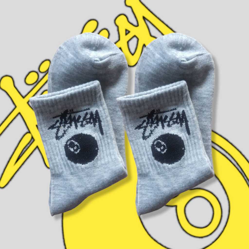 Kaos Kaki Sport [ Stussy ] Kaos Kaki Motif Oldschool Pendek 3/4 Betis / Kaos Kaki Olahraga Pria Dan 
