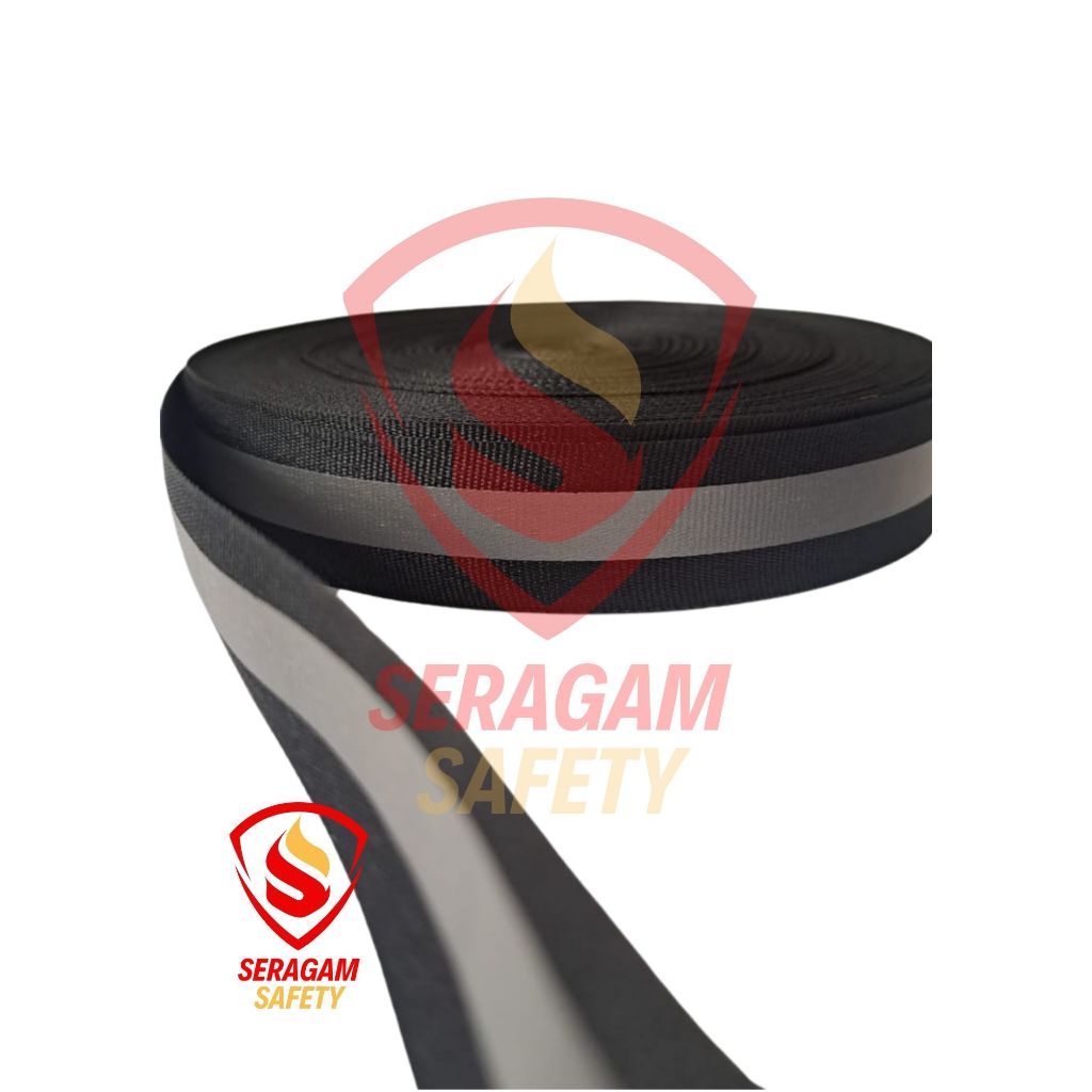 Webbing Pita Skotlet HITAM 1 Strip Ukuran 2,5 cm per 1 Roll /Webbing Scotchlite/Webbing Reflective/W