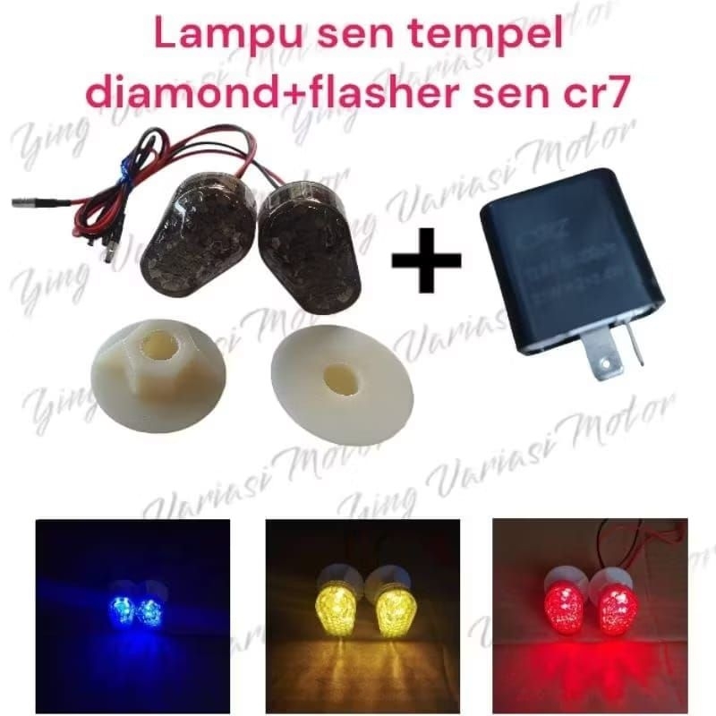 paket murah lampu sein sen tempel diamond+flasher sen Cr7 CBR NEW-CB150 R-R15 V2