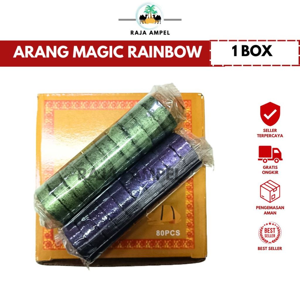 Arang Warna Pelangi ARENG MAGIC Rainbow Imut Lucu Berbagai Warna Briket Tanpa Lubang Untuk Pengharum