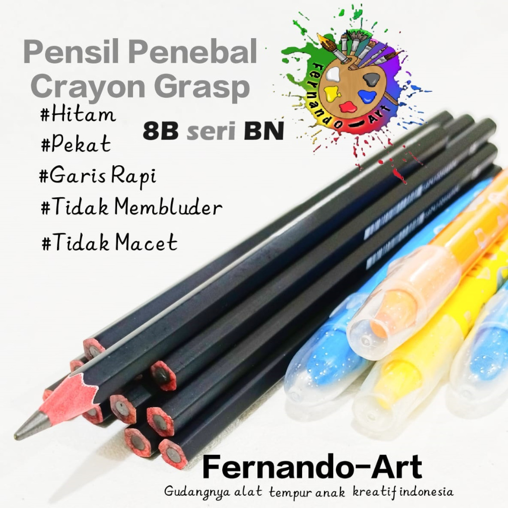 

Pensil Penebal Crayon Grasp Hitam&Pekat Tidak Macet Seri BN