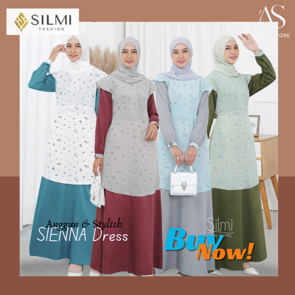 BAJU CANTIK REMAJA GAMIS KATUN DAILY OUTFIT SILMI SIENNA DRESS / BAJU GAMIS CASUAL WANITA REMAJA VAR