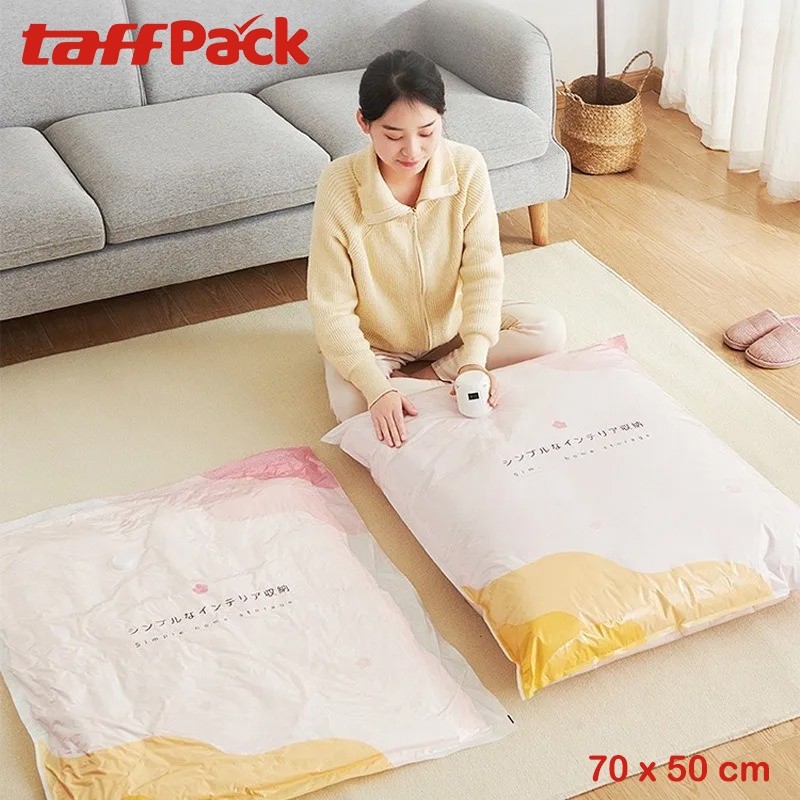 Kantong Plastik Pakaian Baju Selimut Vacuum Compression Bag 70x50cm Lengkap