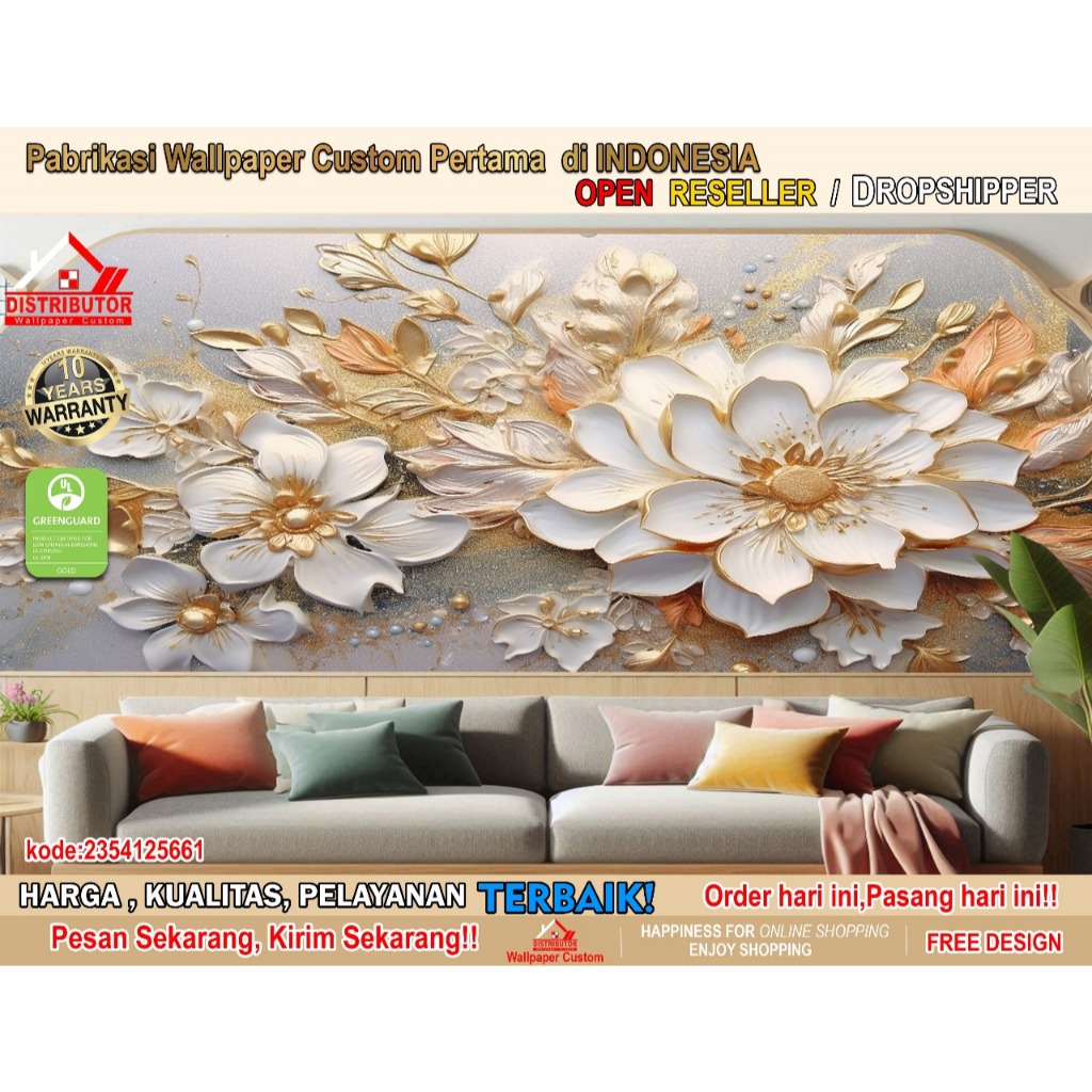 Wallpaper Custom 3D Tema Mural | Wallpaper Ruang Tamu | Wallpaper Ruang Mural | Wallsticker | Wallpa