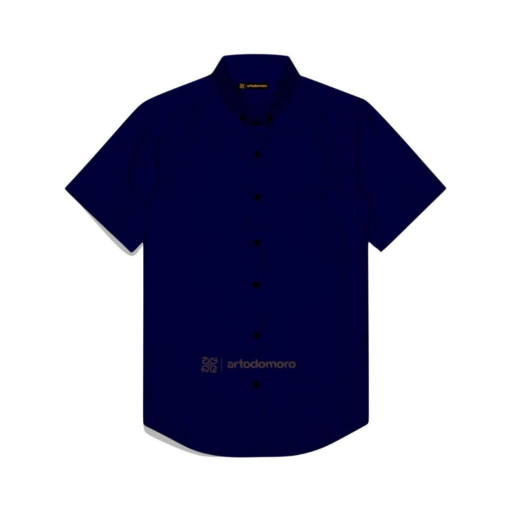 Artodomoro Kemeja Polos Pria Lengan Pendek Navy