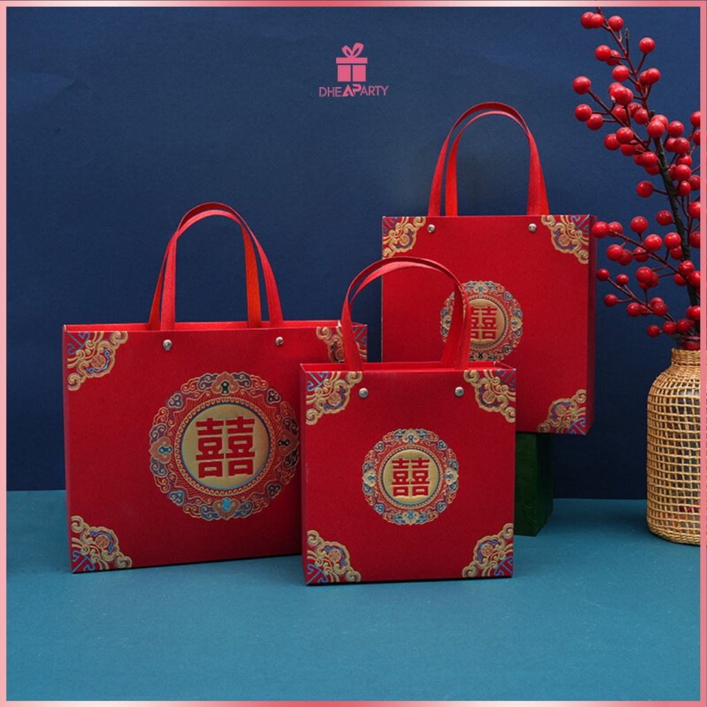

DP Kotak Souvenir Wedding Shuang Xi / Paperbag Glitter Souvenir Pernikahan Sangjit Phangteh / Paperbag Sovenir Teapai Shuangxi PP39