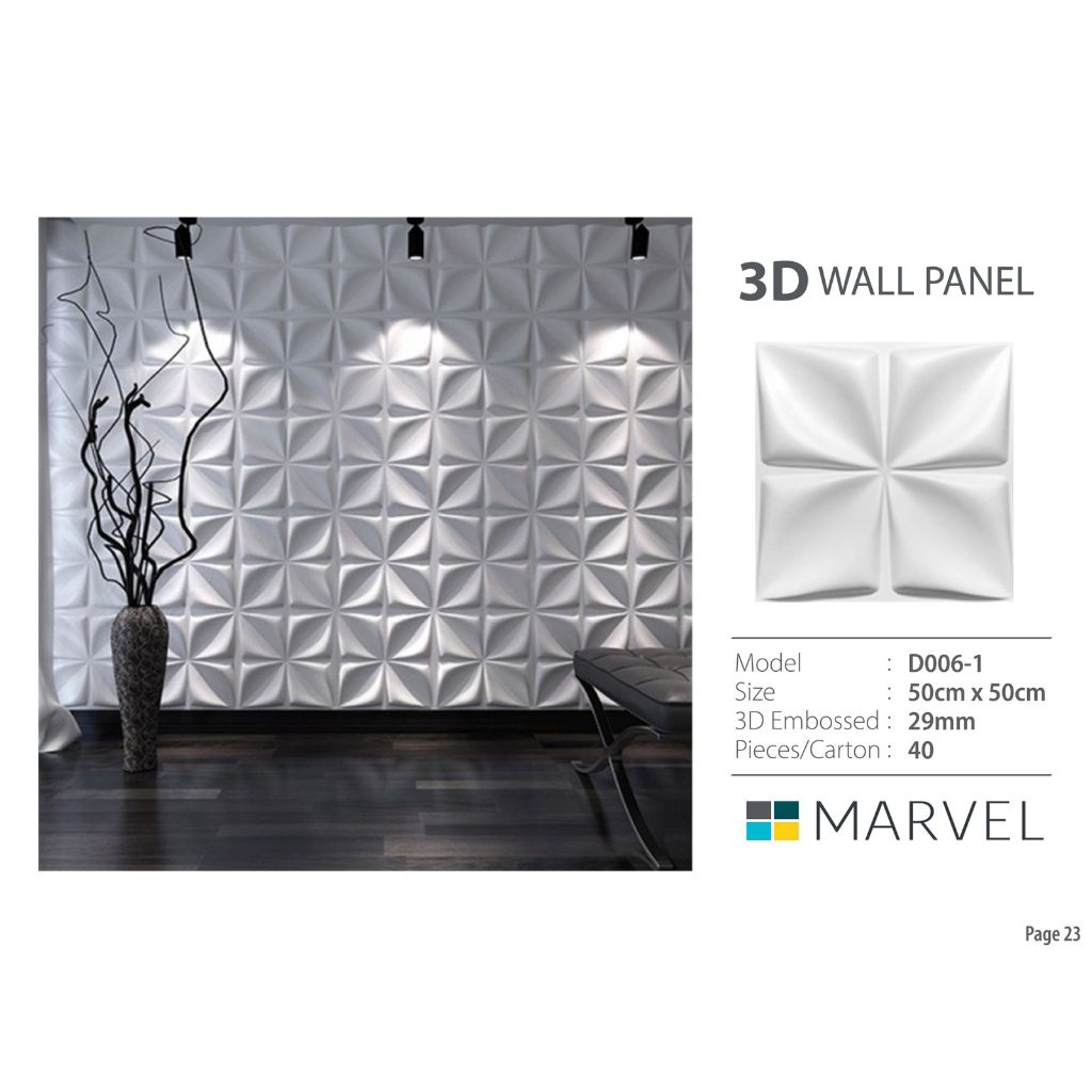 Wall Panel PVC 3D Motif Star Putih D006-1