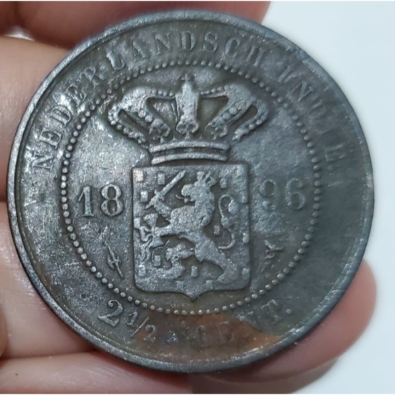 1 keping koin benggol 1896 2 1/2 cent tahun key date u koleksi asli kuno kerokan dialbum